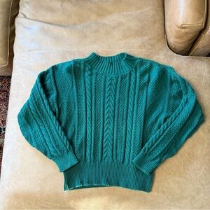 David Smith Made In USA Cotton Cable Knit Sweater Women’s Size M Fisherman